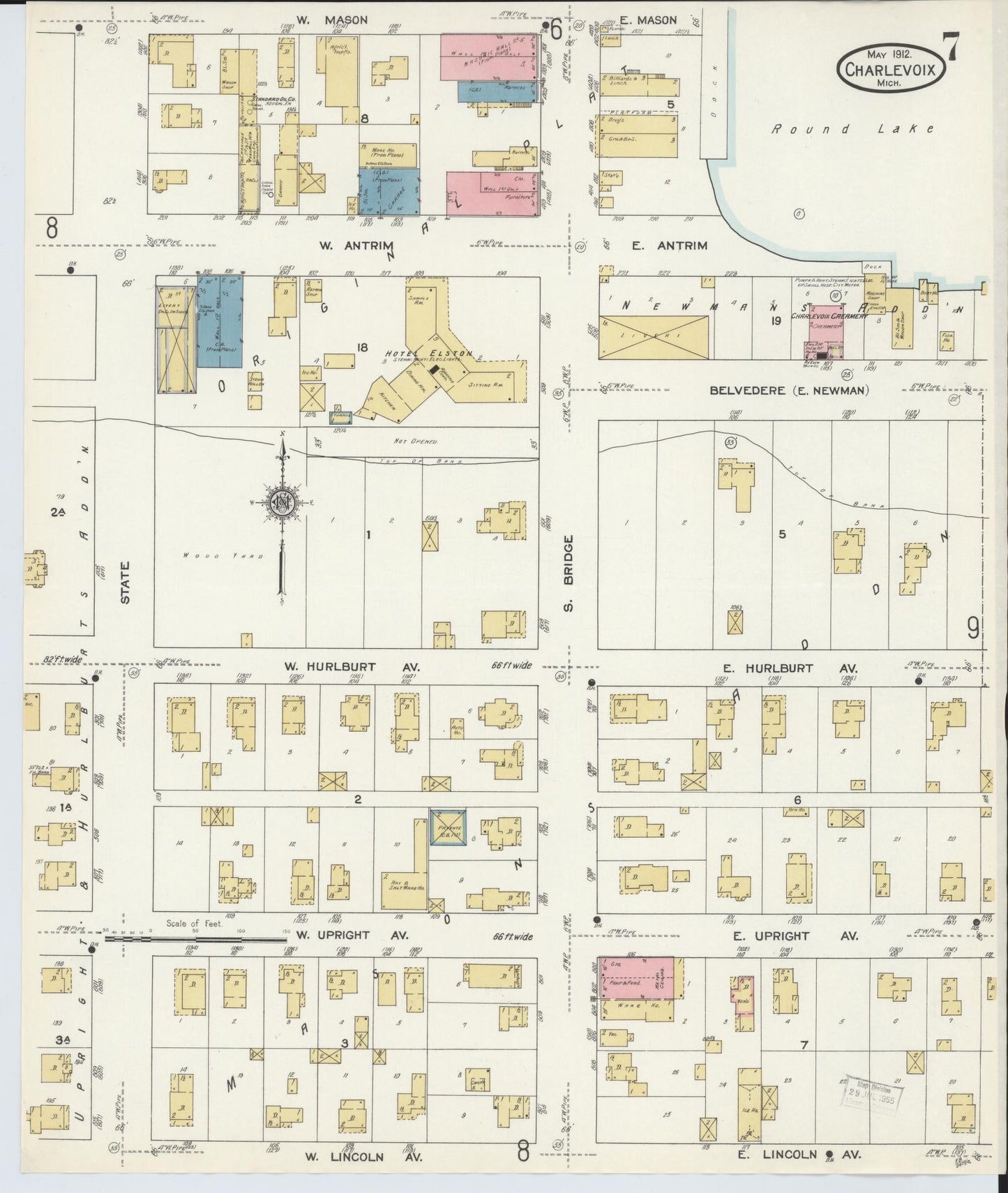 Sanborn Fire Insurance Map from Charlevoix, Charlevoix County, Michigan (1912), Sheet #0007 - Historic Sanborn Fire Insurance Map Print, vintage old map wall art, antique decor, genealogy gift, Michigan Michigan map
