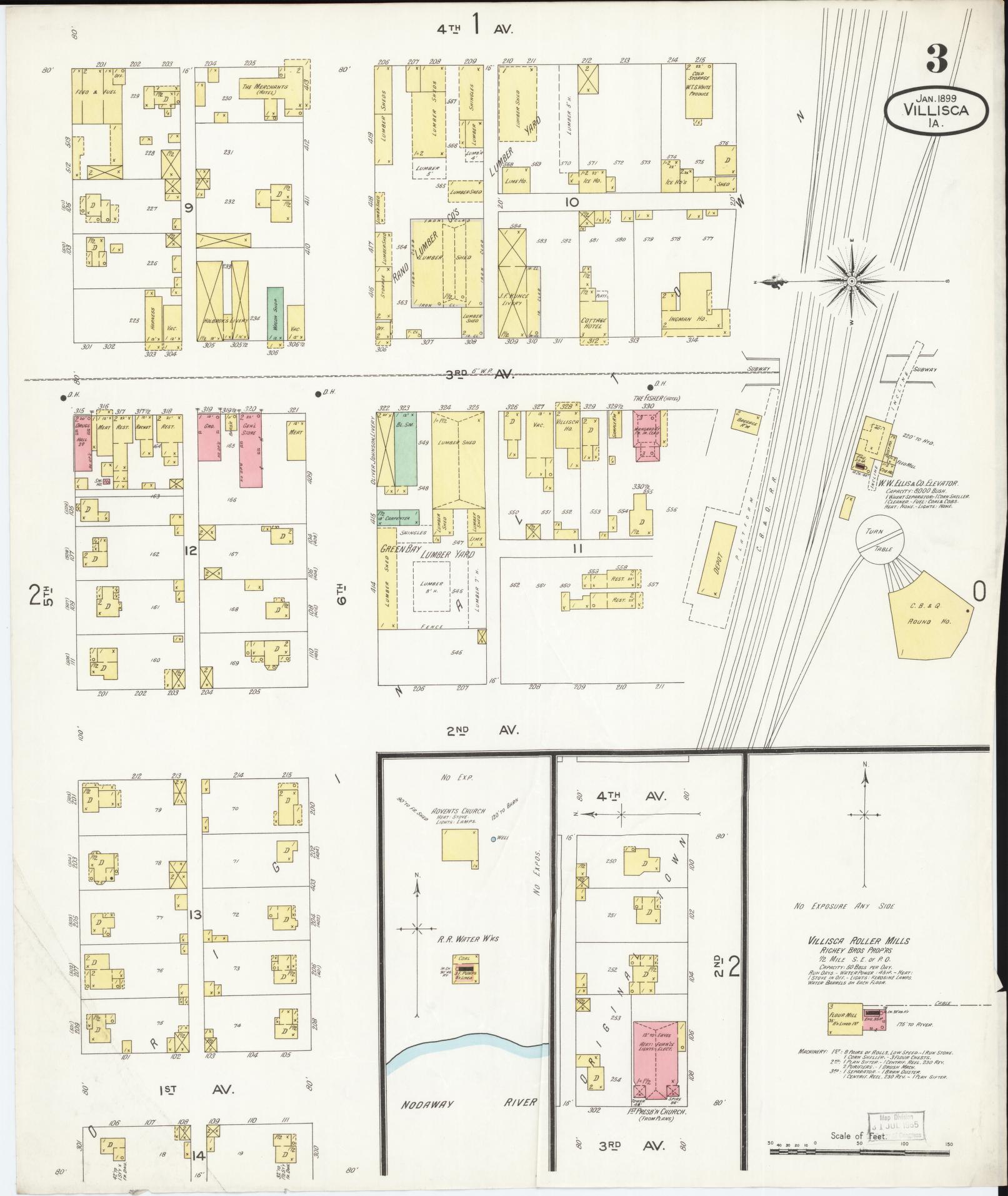 Sanborn Fire Insurance Map from Villisca, Montgomery County, Iowa (1899), Sheet #0003 - Historic Sanborn Fire Insurance Map Print