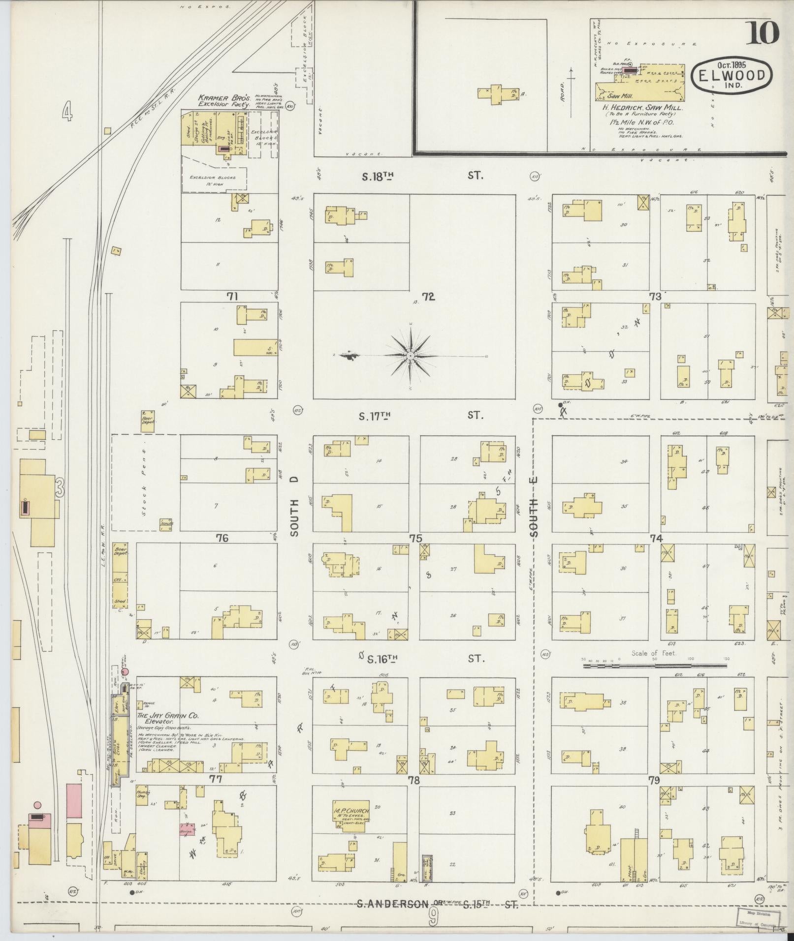Sanborn Fire Insurance Map from Elwood, Madison County, Indiana (1895), Sheet #0010 - Complete Map Set gallery image, historic Sanborn map, vintage wall art, Indiana Indiana