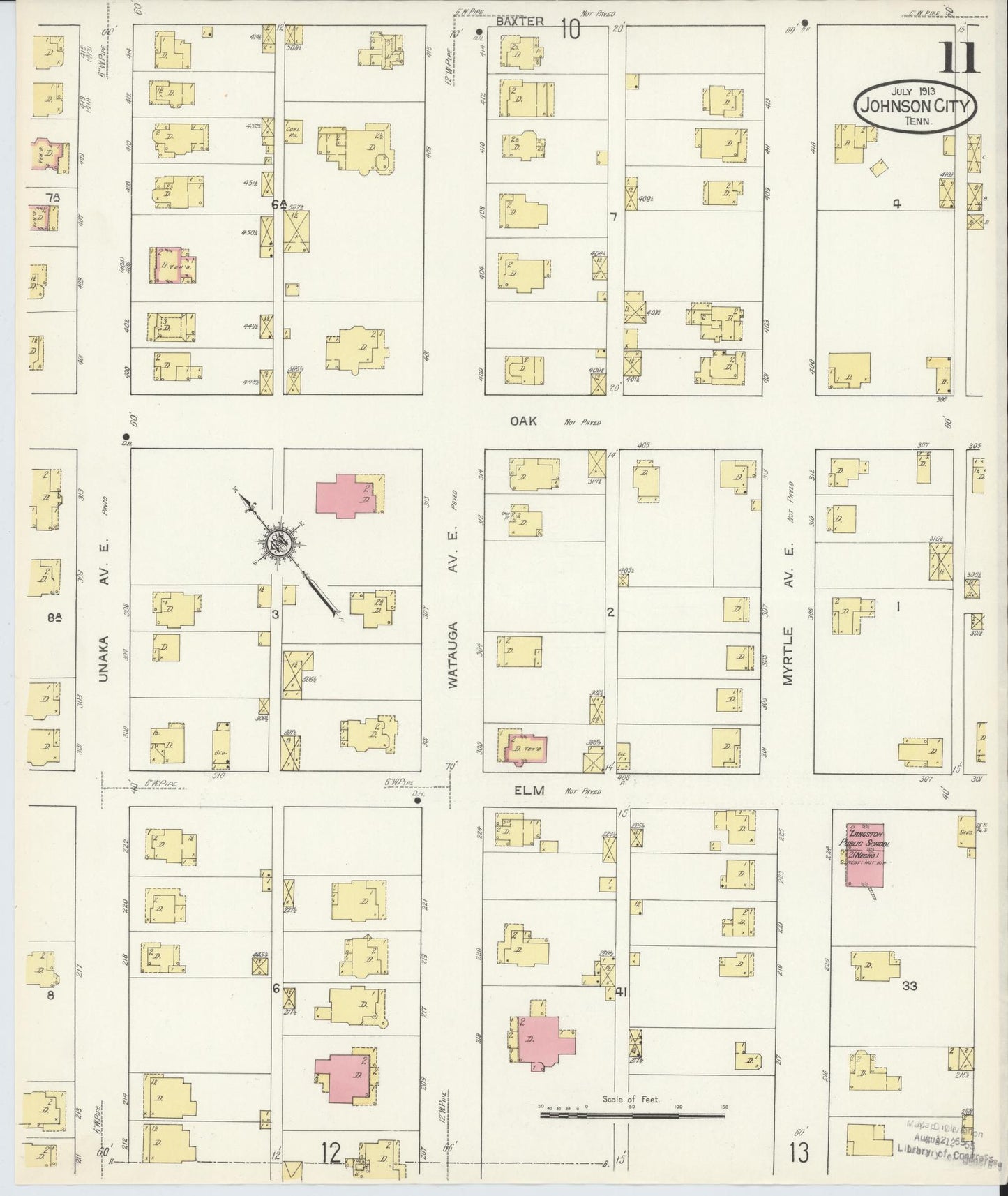 Sanborn Fire Insurance Map from Johnson City, Washington County, Tennessee (1913), Sheet #0011 - Complete Map Set gallery image, historic Sanborn map, vintage wall art, Tennessee Tennessee