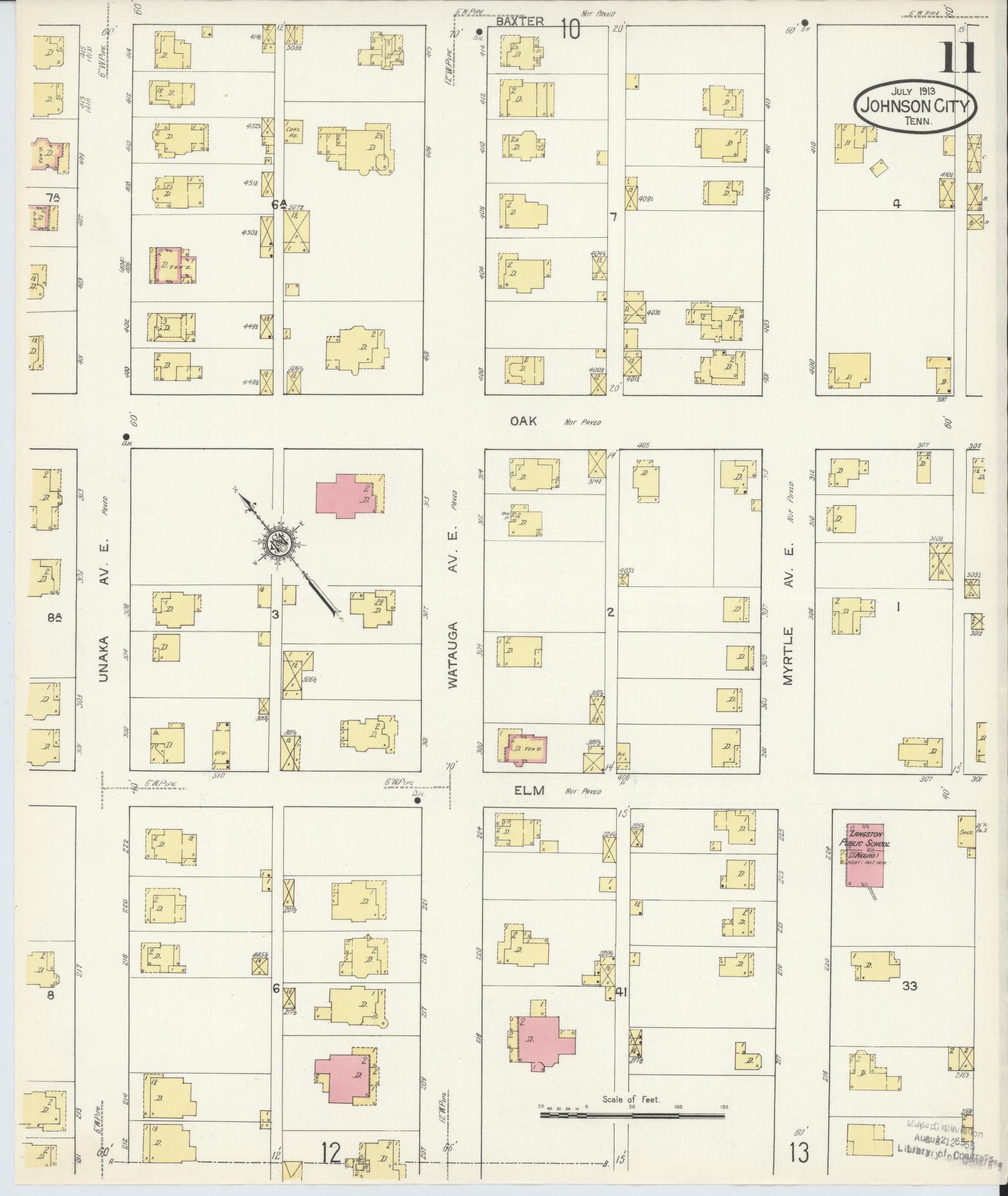 Sanborn Fire Insurance Map from Johnson City, Washington County, Tennessee (1913), Sheet #0011 - Complete Map Set gallery image, historic Sanborn map, vintage wall art, Tennessee Tennessee