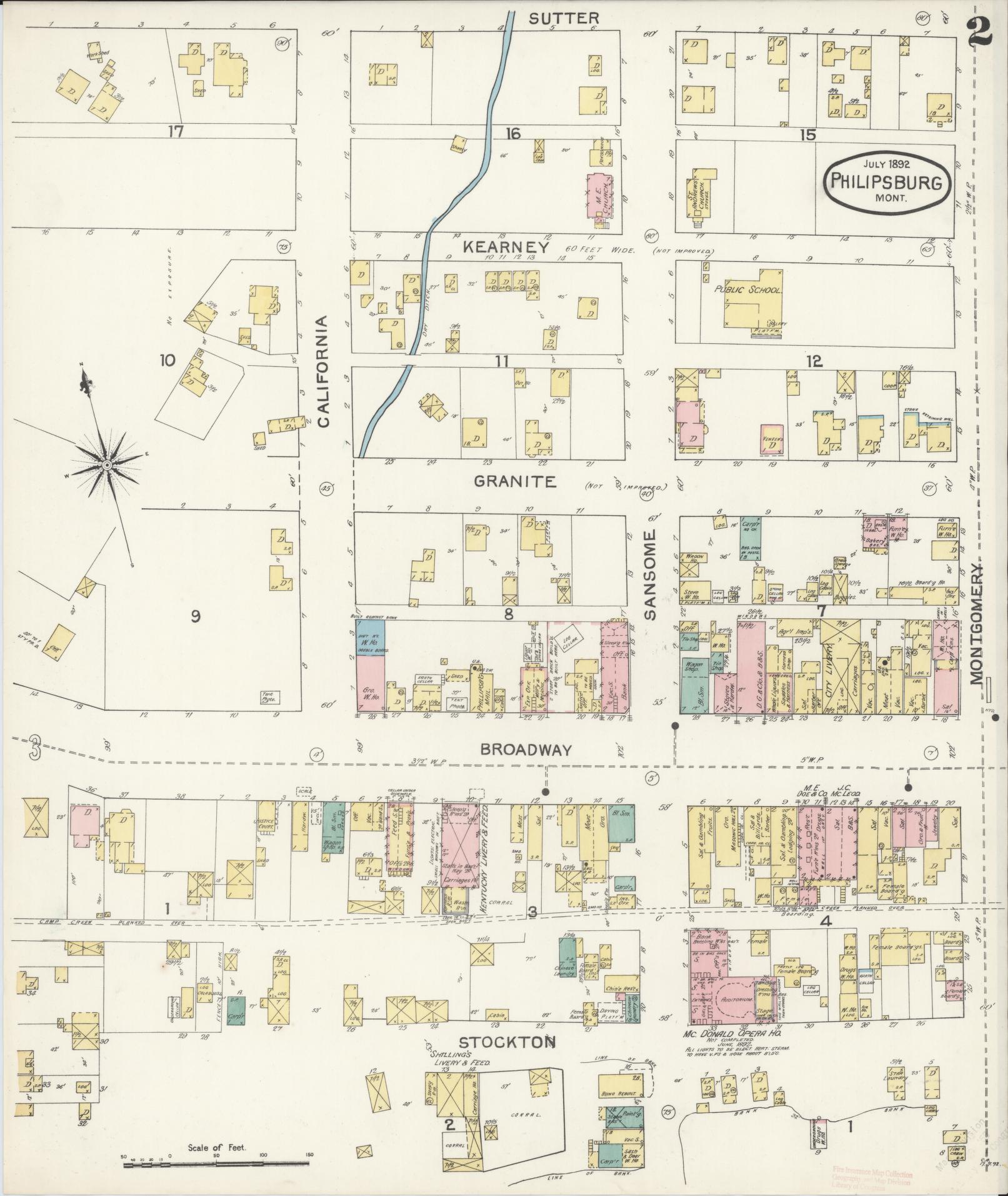 Sanborn Fire Insurance Map from Philipsburg, Granite County, Montana (1892), Sheet #0002 - Complete Map Set gallery image, historic Sanborn map, vintage wall art, Montana Montana