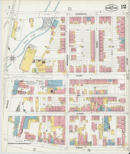 Sanborn Fire Insurance Map from Norristown, Montgomery County, Pennsylvania (1902), Sheet #0012 - Historic Sanborn Fire Insurance Map Print, vintage old map wall art, antique decor, genealogy gift, Pennsylvania Pennsylvania map