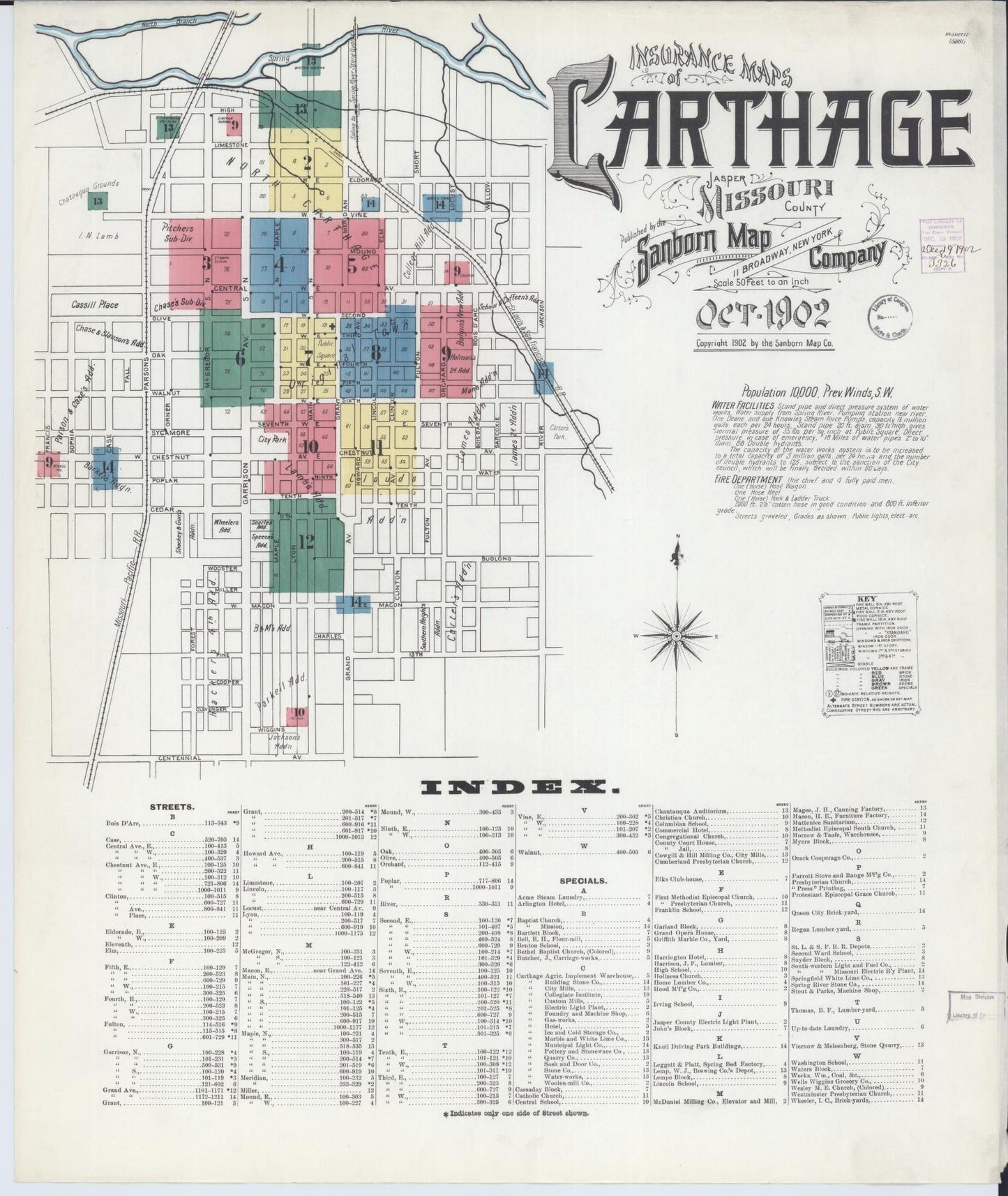 Sanborn Fire Insurance Map from Carthage, Jasper County, Missouri. (1902) – Historic Sanborn Fire Insurance Map Print