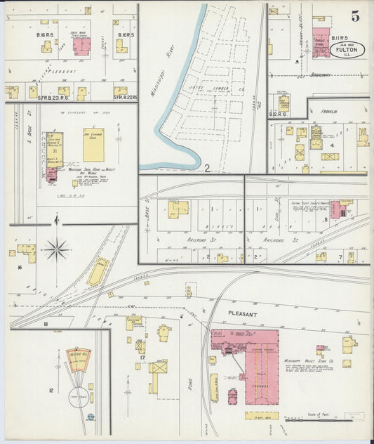 Sanborn Fire Insurance Map from Fulton, Whiteside County, Illinois (1903), Sheet #0005 - Historic Sanborn Fire Insurance Map Print, vintage old map wall art, antique decor, genealogy gift, Illinois Illinois map