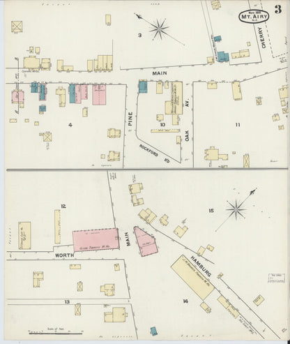Sanborn Fire Insurance Map from Mount Airy, Surry County, North Carolina (1891), Sheet #0003 - Complete Map Set gallery image, historic Sanborn map, vintage wall art, North Carolina North Carolina