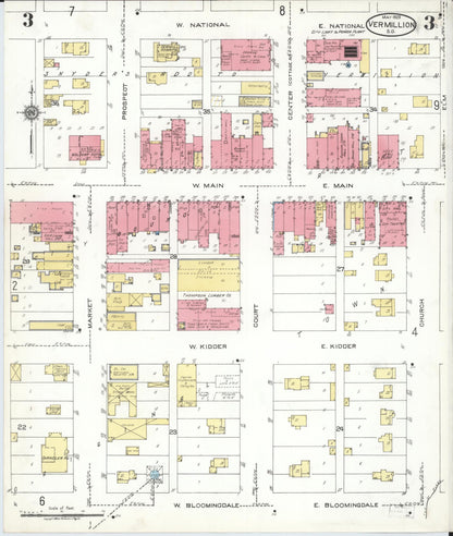 Sanborn Fire Insurance Map from Vermillion, Clay County, South Dakota (1923), Sheet #0003 - Complete Map Set gallery image, historic Sanborn map, vintage wall art, South Dakota South Dakota