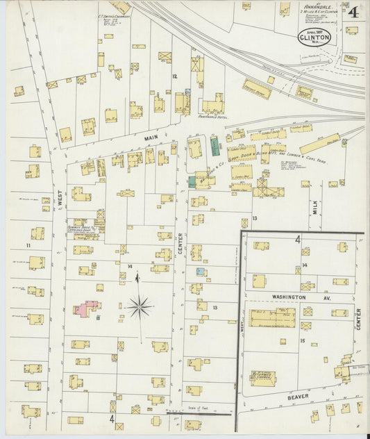 Sanborn Fire Insurance Map from Clinton, Hunterdon County, New Jersey (1897), Sheet #0004 - Historic Sanborn Fire Insurance Map Print, vintage old map wall art, antique decor, genealogy gift, New Jersey New Jersey map