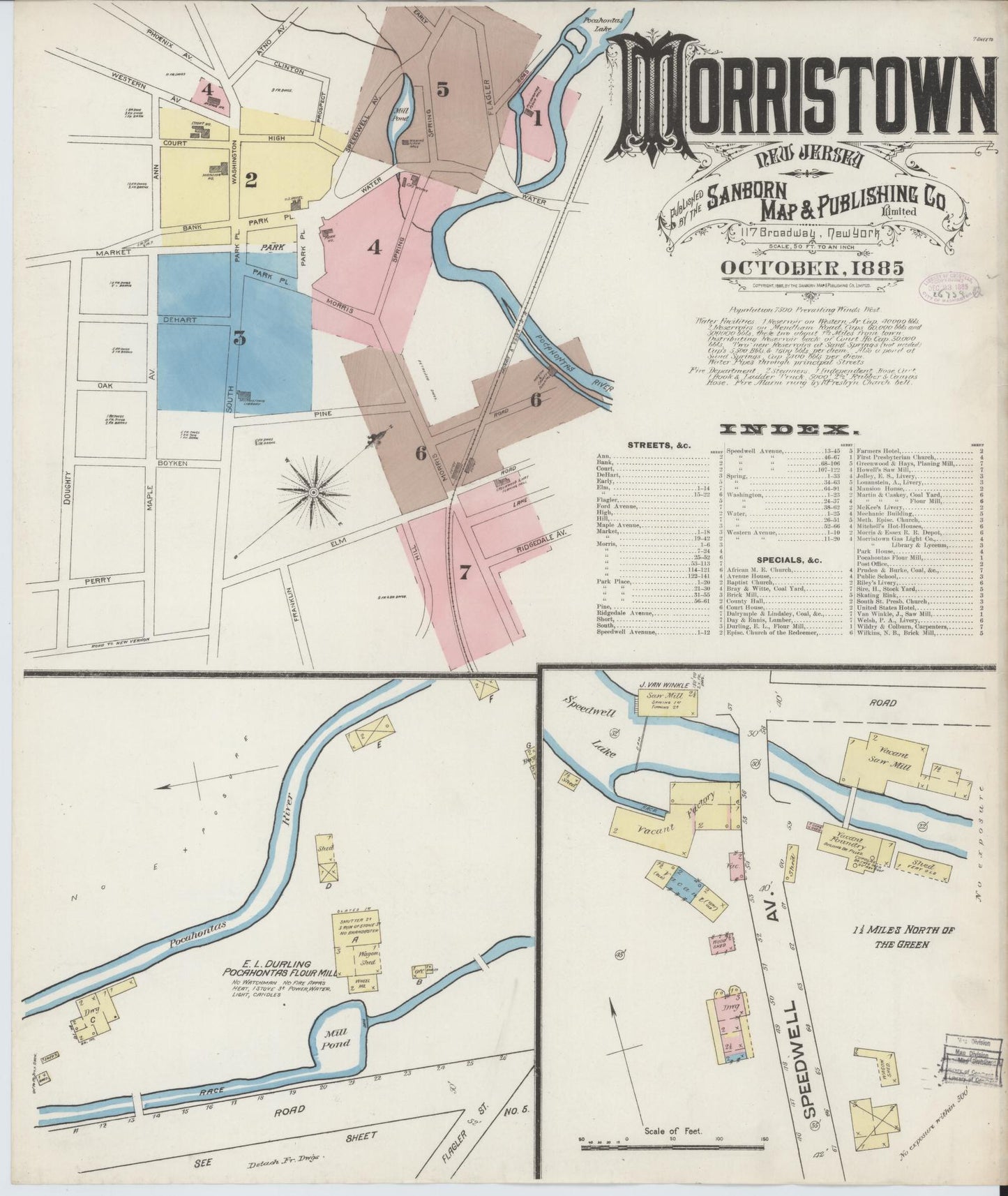Sanborn Fire Insurance Map from Morristown, Morris County, New Jersey. (1885) – Historic Sanborn Fire Insurance Map Print