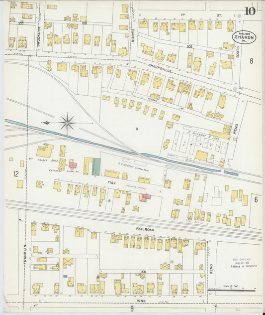 Sanborn Fire Insurance Map from Sharon, Mercer County, Pennsylvania (1903), Sheet #0010 - Historic Sanborn Fire Insurance Map Print, vintage old map wall art, antique decor, genealogy gift, Pennsylvania Pennsylvania map