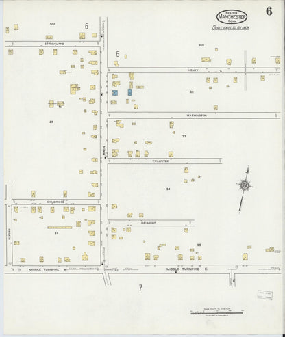 Sanborn Fire Insurance Map from Manchester, Hartford County, Connecticut (1919), Sheet #0006 - Complete Map Set gallery image, historic Sanborn map, vintage wall art, Connecticut Connecticut