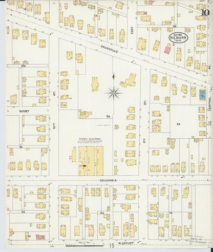 Sanborn Fire Insurance Map from Newark, Licking County, Ohio (1905), Sheet #0010 - Historic Sanborn Fire Insurance Map Print, vintage old map wall art, antique decor, genealogy gift, Ohio Ohio map