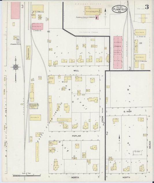 Sanborn Fire Insurance Map from Plainfield, Waushara County, Wisconsin (1914), Sheet #0003 - Historic Sanborn Fire Insurance Map Print, vintage old map wall art, antique decor, genealogy gift, Wisconsin Wisconsin map