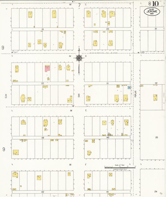 Sanborn Fire Insurance Map from Jerome, Jerome County, Idaho (1921), Sheet #0010 - Historic Sanborn Fire Insurance Map Print, vintage old map wall art, antique decor, genealogy gift, Idaho Idaho map