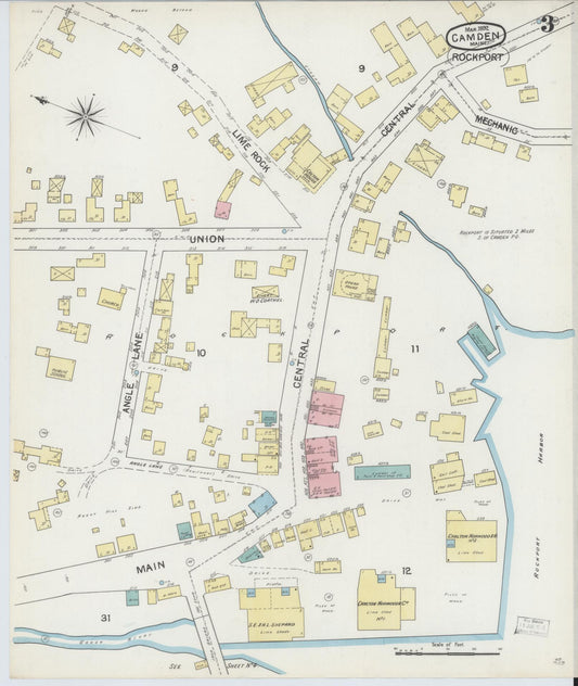 Sanborn Fire Insurance Map from Camden, Knox County, Maine (1892), Sheet #0003 - Historic Sanborn Fire Insurance Map Print, vintage old map wall art, antique decor, genealogy gift, Maine Maine map