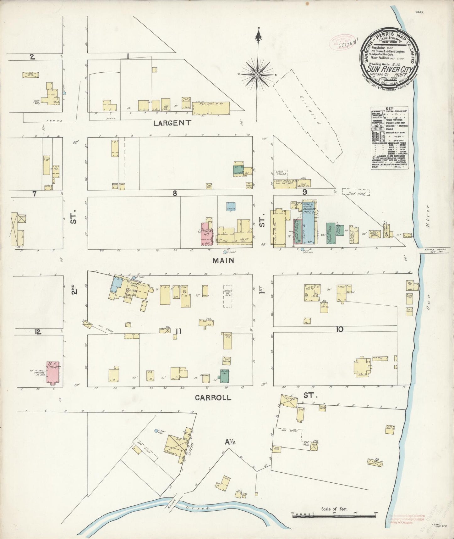 Sanborn Fire Insurance Map from Sun River City, Cascade County, Montana (1891), Sheet #0001 - Historic Sanborn Fire Insurance Map Print, vintage old map wall art, antique decor, genealogy gift, Montana Montana map