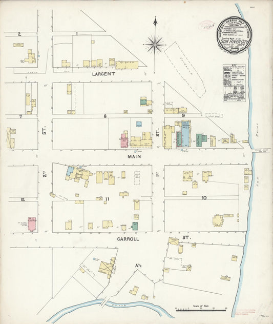 Sanborn Fire Insurance Map from Sun River City, Cascade County, Montana (1891), Sheet #0001 - Historic Sanborn Fire Insurance Map Print, vintage old map wall art, antique decor, genealogy gift, Montana Montana map