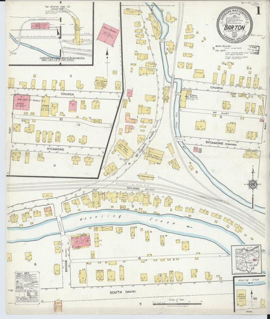 Sanborn Fire Insurance Map from Barton, Belmont County, Ohio (1917), Sheet #0001 - Historic Sanborn Fire Insurance Map Print, vintage old map wall art, antique decor, genealogy gift, Ohio Ohio map
