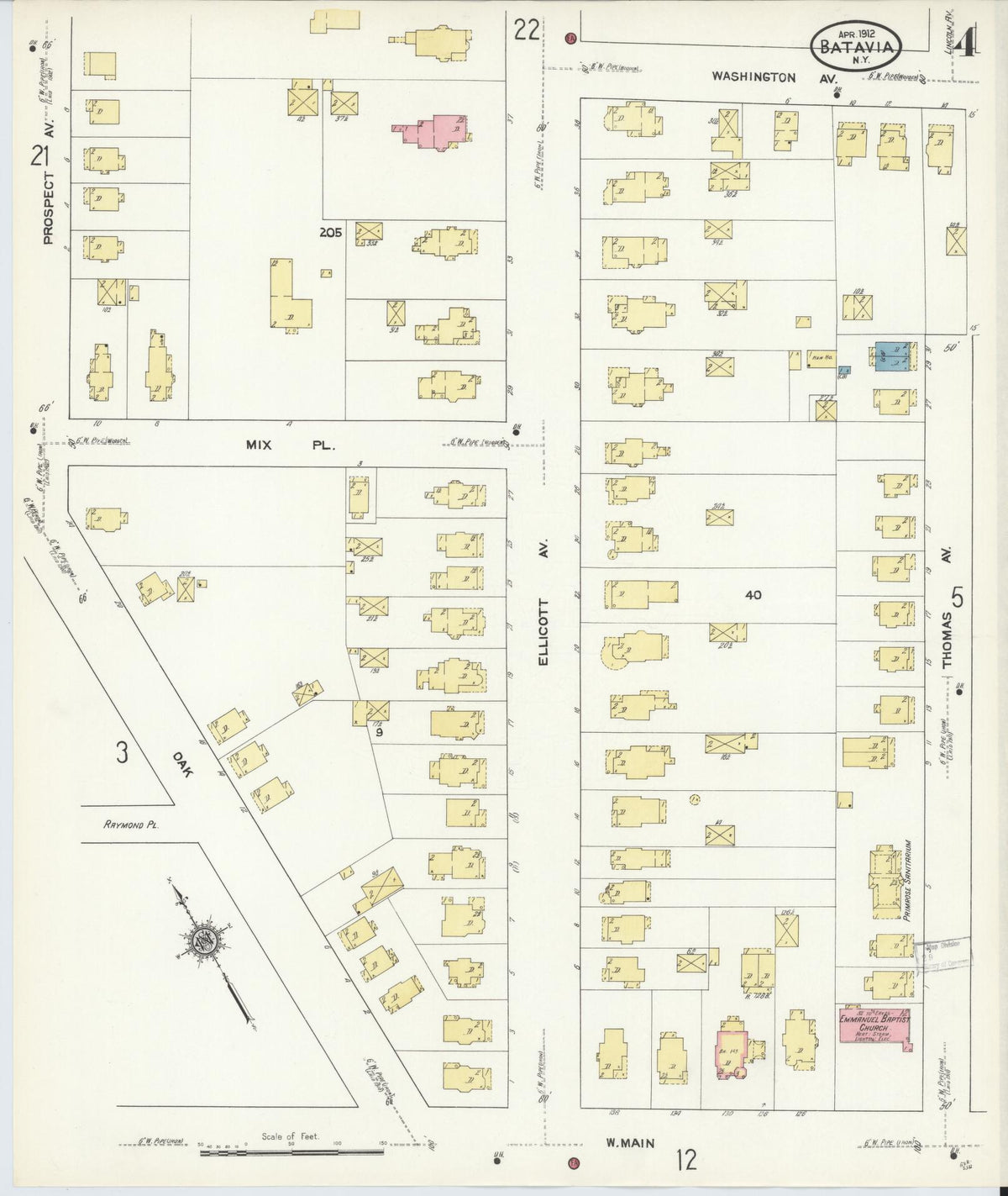 Sanborn Fire Insurance Map from Batavia, Genesee County, New York (1912), Sheet #0004 - Complete Map Set gallery image, historic Sanborn map, vintage wall art, New York New York