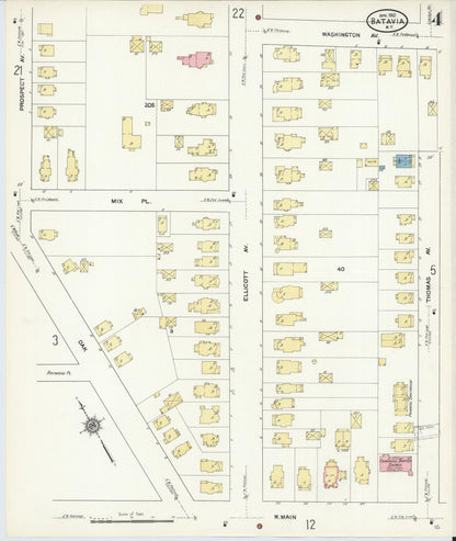 Sanborn Fire Insurance Map from Batavia, Genesee County, New York (1912), Sheet #0004 - Complete Map Set gallery image, historic Sanborn map, vintage wall art, New York New York