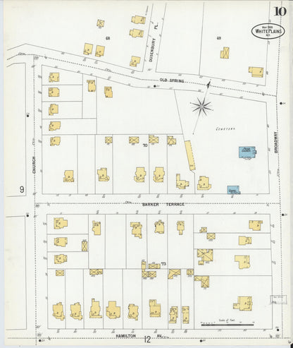 Sanborn Fire Insurance Map from White Plains, Westchester County, New York (1900), Sheet #0010 - Historic Sanborn Fire Insurance Map Print, vintage old map wall art, antique decor, genealogy gift, New York New York map