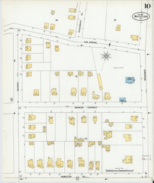 Sanborn Fire Insurance Map from White Plains, Westchester County, New York (1900), Sheet #0010 - Historic Sanborn Fire Insurance Map Print, vintage old map wall art, antique decor, genealogy gift, New York New York map