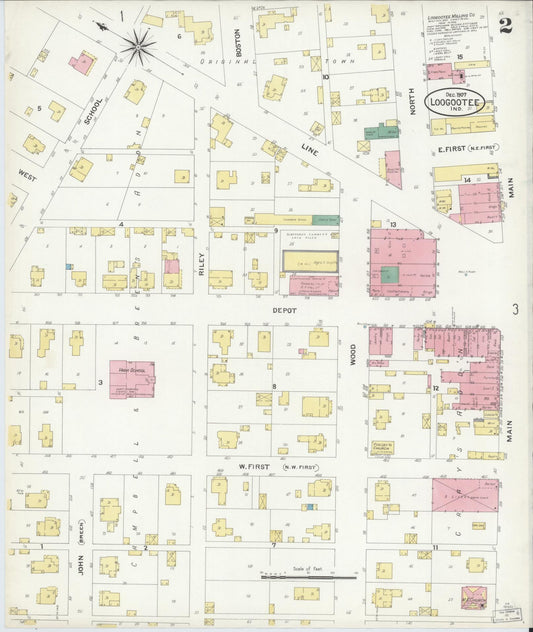 Sanborn Fire Insurance Map from Loogootee, Martin County, Indiana (1907), Sheet #0002 - Historic Sanborn Fire Insurance Map Print, vintage old map wall art, antique decor, genealogy gift, Indiana Indiana map
