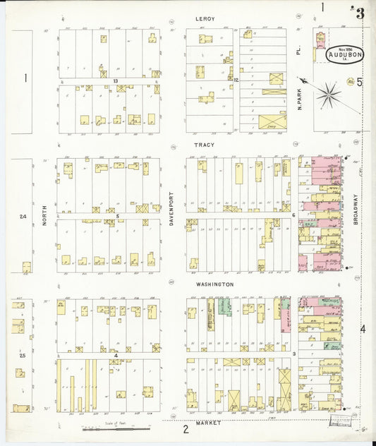 Sanborn Fire Insurance Map from Audubon, Audubon County, Iowa (1896), Sheet #0003 - Historic Sanborn Fire Insurance Map Print, vintage old map wall art