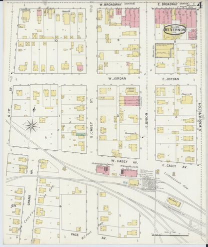 Sanborn Fire Insurance Map from Mount Vernon, Jefferson County, Illinois (1894), Sheet #0004 - Complete Map Set gallery image, historic Sanborn map, vintage wall art, Illinois Illinois