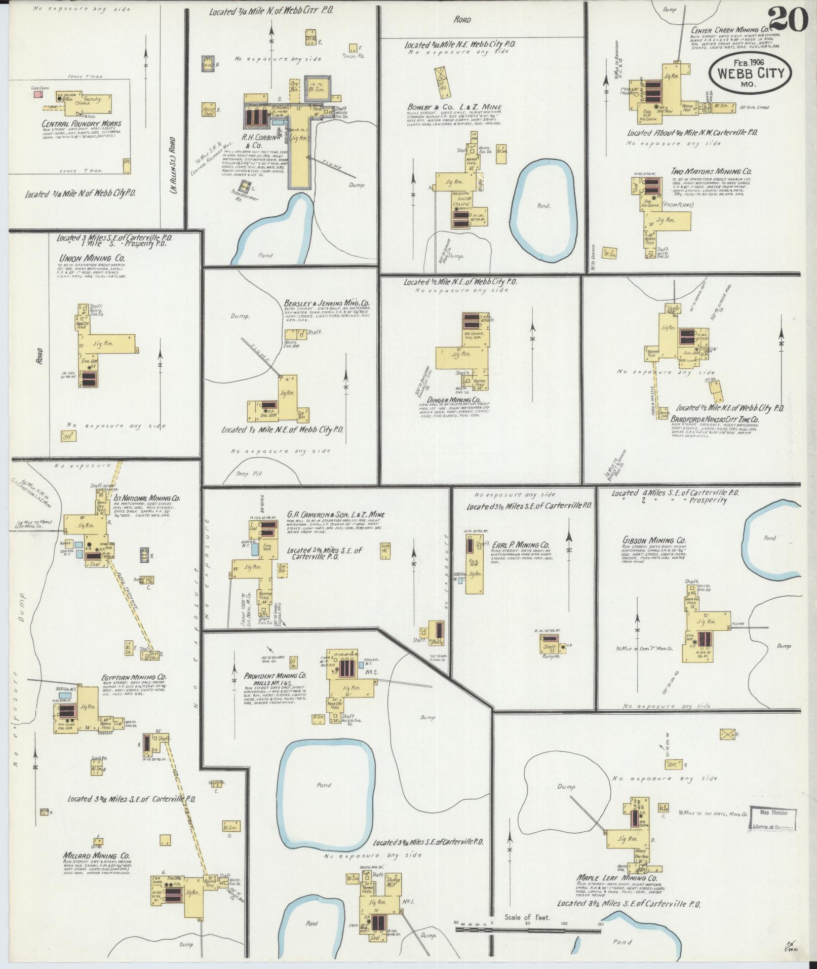 Sanborn Fire Insurance Map from Webb City, Jasper County, Missouri (1906), Sheet #0020 - Complete Map Set gallery image, historic Sanborn map, vintage wall art, Missouri Missouri
