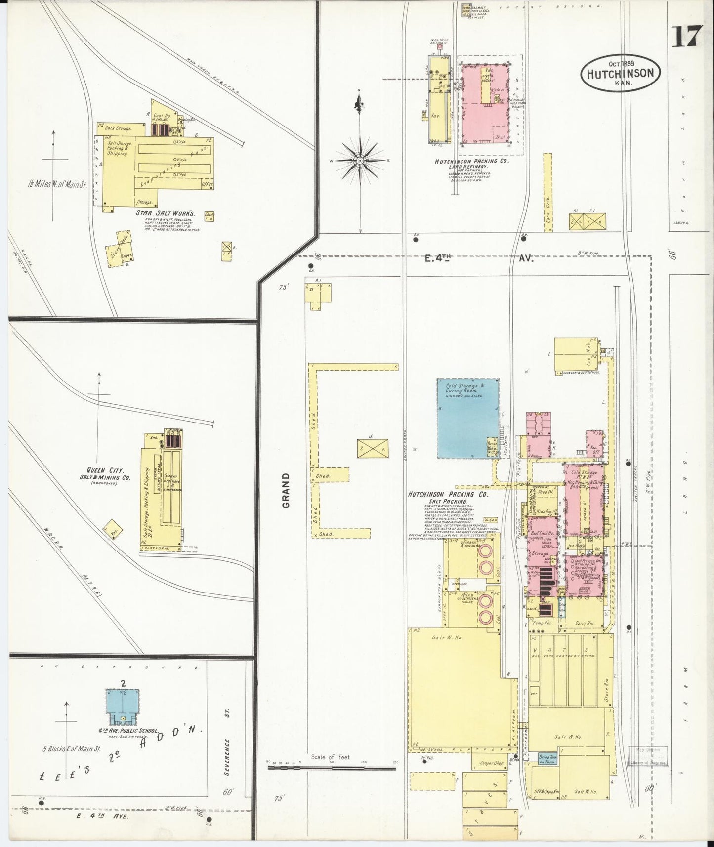 Sanborn Fire Insurance Map from Hutchinson, Reno County, Kansas (1899), Sheet #0017 - Historic Sanborn Fire Insurance Map Print, vintage old map wall art, antique decor, genealogy gift, Kansas Kansas map
