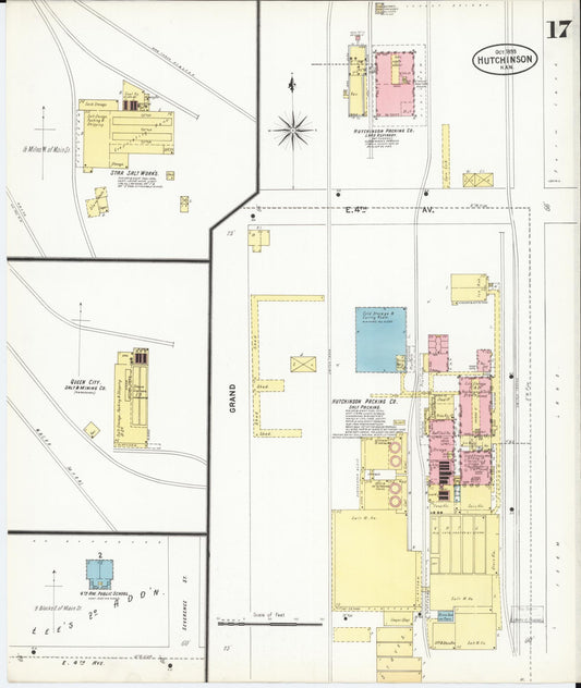 Sanborn Fire Insurance Map from Hutchinson, Reno County, Kansas (1899), Sheet #0017 - Historic Sanborn Fire Insurance Map Print, vintage old map wall art, antique decor, genealogy gift, Kansas Kansas map