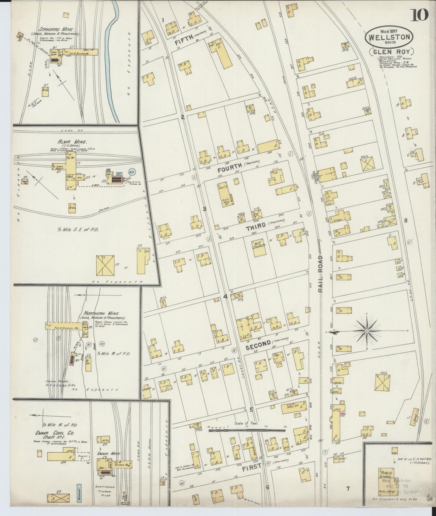 Sanborn Fire Insurance Map from Wellston, Jackson County, Ohio (1897), Sheet #0010 - Historic Sanborn Fire Insurance Map Print, vintage old map wall art, antique decor, genealogy gift, Ohio Ohio map
