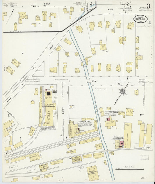 Sanborn Fire Insurance Map from Delhi, Delaware County, New York (1911), Sheet #0003 - Historic Sanborn Fire Insurance Map Print, vintage old map wall art, antique decor, genealogy gift, New York New York map