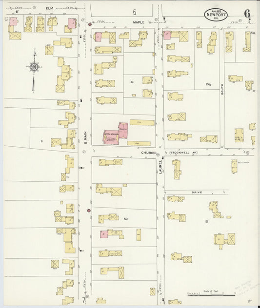 Sanborn Fire Insurance Map from Newport, Sullivan County, New Hampshire (1912), Sheet #0006 - Historic Sanborn Fire Insurance Map Print, vintage old map wall art, antique decor, genealogy gift, New Hampshire New Hampshire map