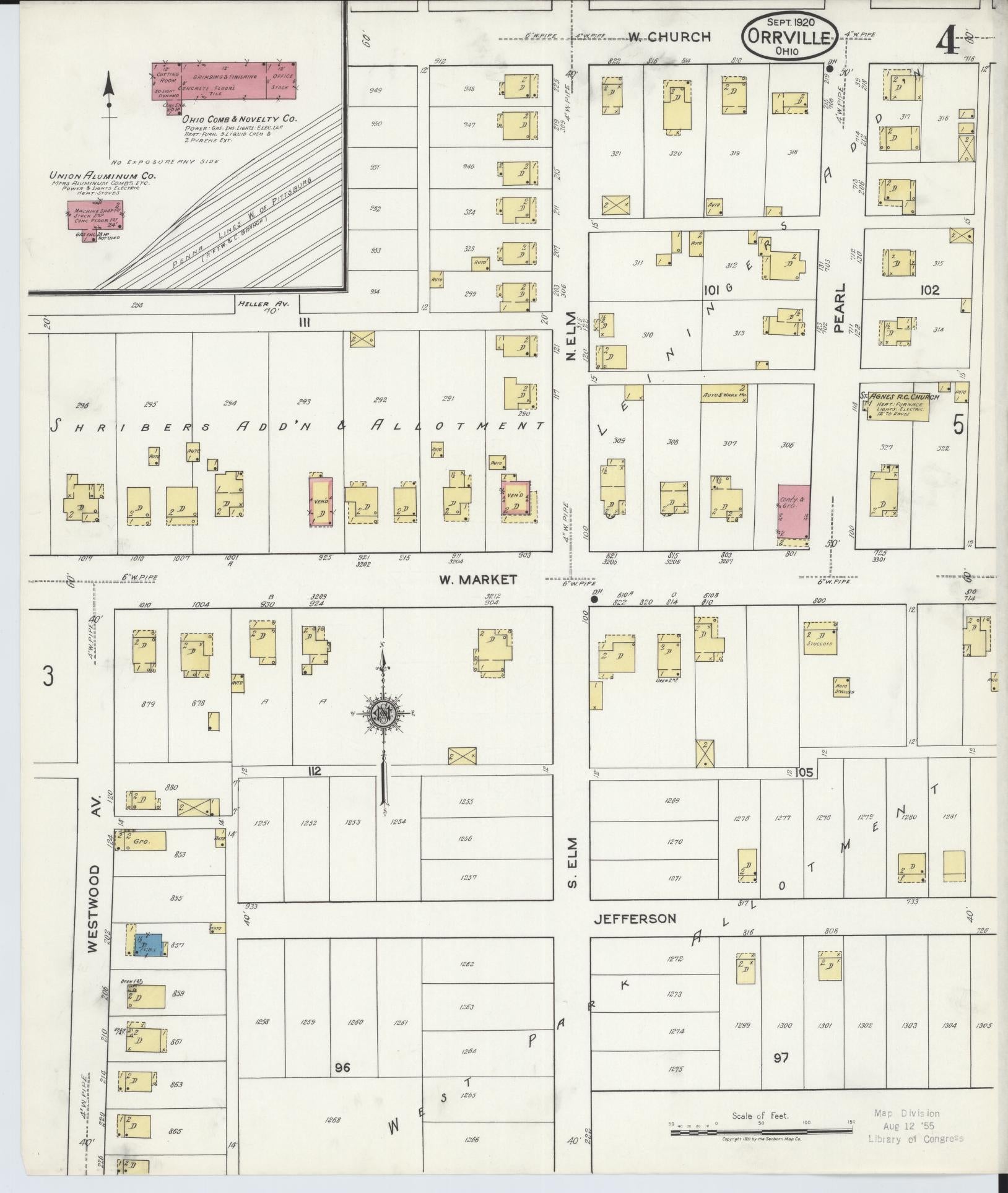 Sanborn Fire Insurance Map from Orrville, Wayne County, Ohio (1920), Sheet #0004 - Historic Sanborn Fire Insurance Map Print, vintage old map wall art, antique decor, genealogy gift, Ohio Ohio map
