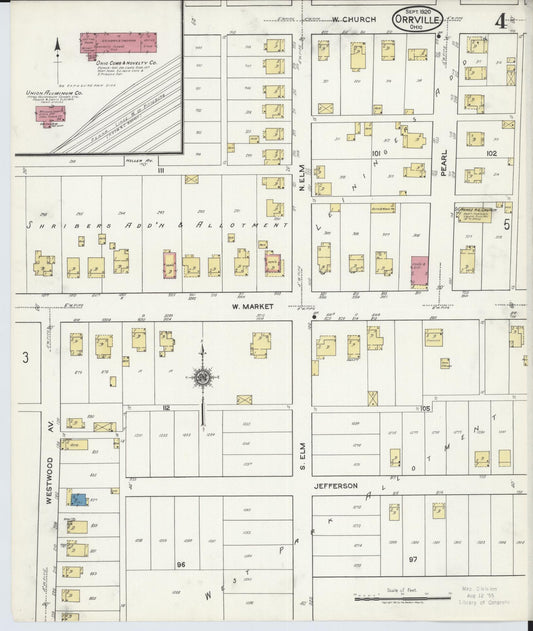 Sanborn Fire Insurance Map from Orrville, Wayne County, Ohio (1920), Sheet #0004 - Historic Sanborn Fire Insurance Map Print, vintage old map wall art, antique decor, genealogy gift, Ohio Ohio map