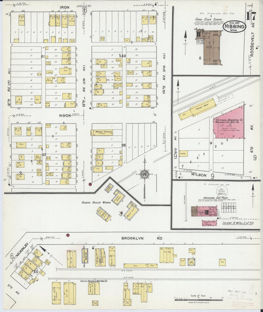 Sanborn Fire Insurance Map from Hibbing, Saint Louis County, Minnesota (1921), Sheet #0017 - Historic Sanborn Fire Insurance Map Print, vintage old map wall art, antique decor, genealogy gift, Minnesota Minnesota map