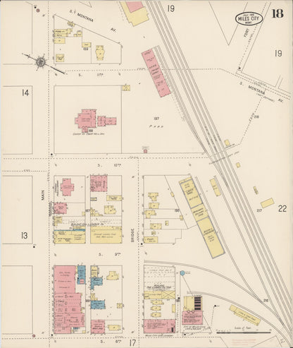 Sanborn Fire Insurance Map from Miles City, Custer County, Montana (1916), Sheet #0018 - Complete Map Set gallery image, historic Sanborn map, vintage wall art, Montana Montana