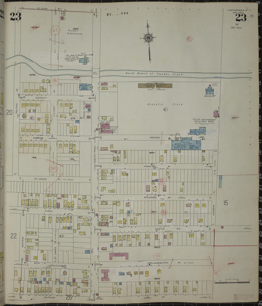 Sanborn Fire Insurance Map from Lackawanna, Erie County, New York (1950), Sheet #0023 - Historic Sanborn Fire Insurance Map Print, vintage old map wall art, antique decor, genealogy gift, New York New York map