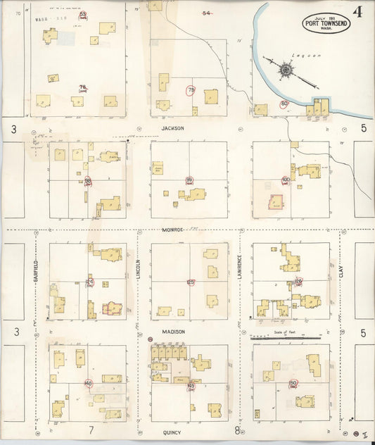 Sanborn Fire Insurance Map from Port Townsend, Jefferson County, Washington (1949), Sheet #0004 - Historic Sanborn Fire Insurance Map Print, vintage old map wall art, antique decor, genealogy gift, Washington Washington map
