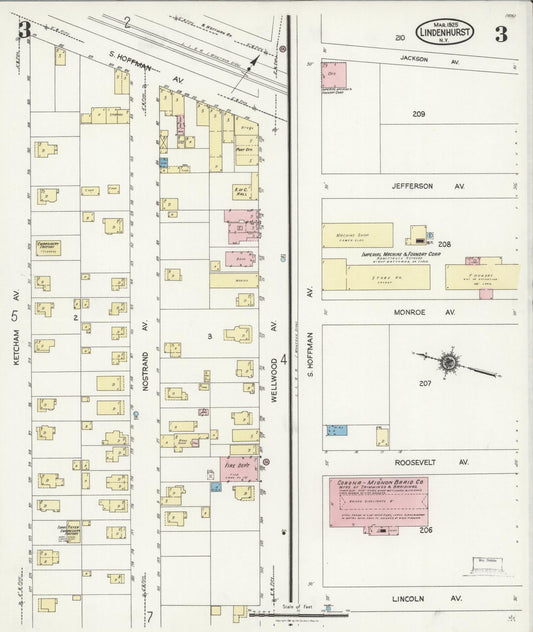 Sanborn Fire Insurance Map from Lindenhurst, Suffolk County, New York (1925), Sheet #0003 - Historic Sanborn Fire Insurance Map Print, vintage old map wall art, antique decor, genealogy gift, New York New York map