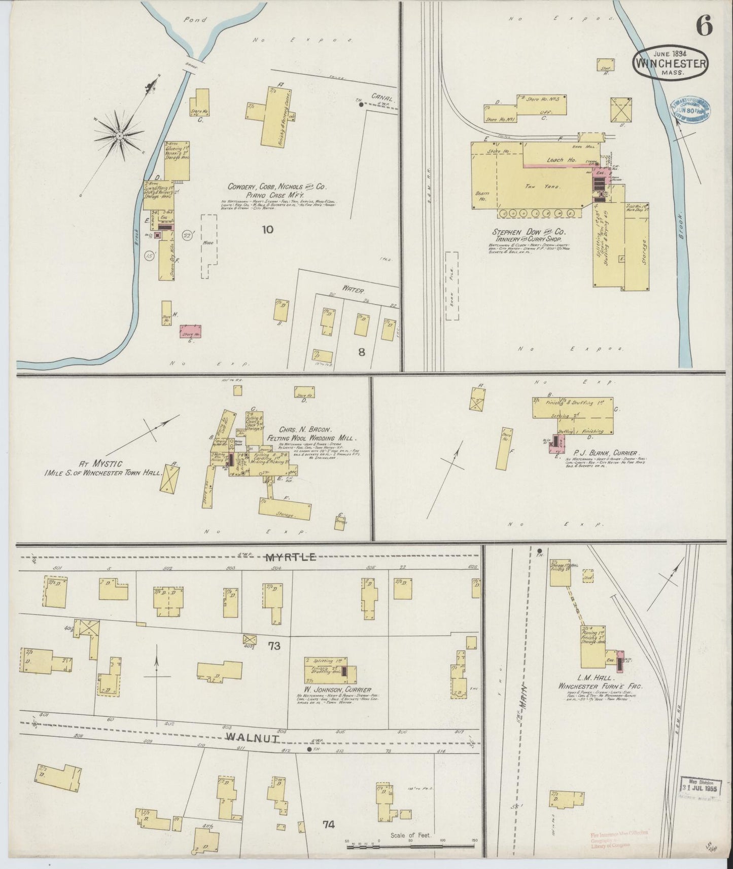Sanborn Fire Insurance Map from Winchester, Middlesex County, Massachusetts (1894), Sheet #0006 - Complete Map Set gallery image, historic Sanborn map, vintage wall art, Massachusetts Massachusetts