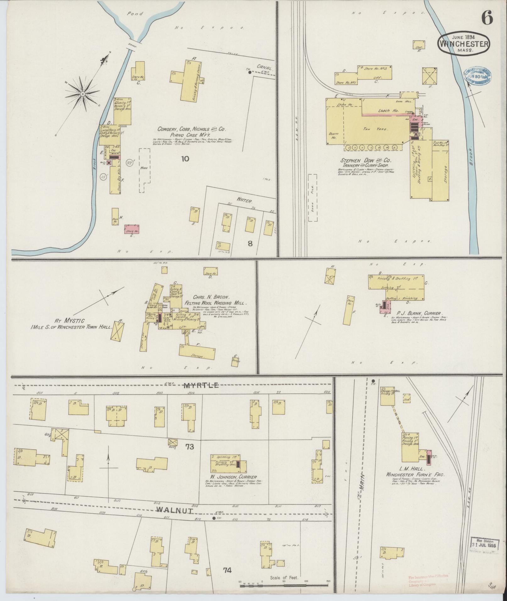 Sanborn Fire Insurance Map from Winchester, Middlesex County, Massachusetts (1894), Sheet #0006 - Complete Map Set gallery image, historic Sanborn map, vintage wall art, Massachusetts Massachusetts