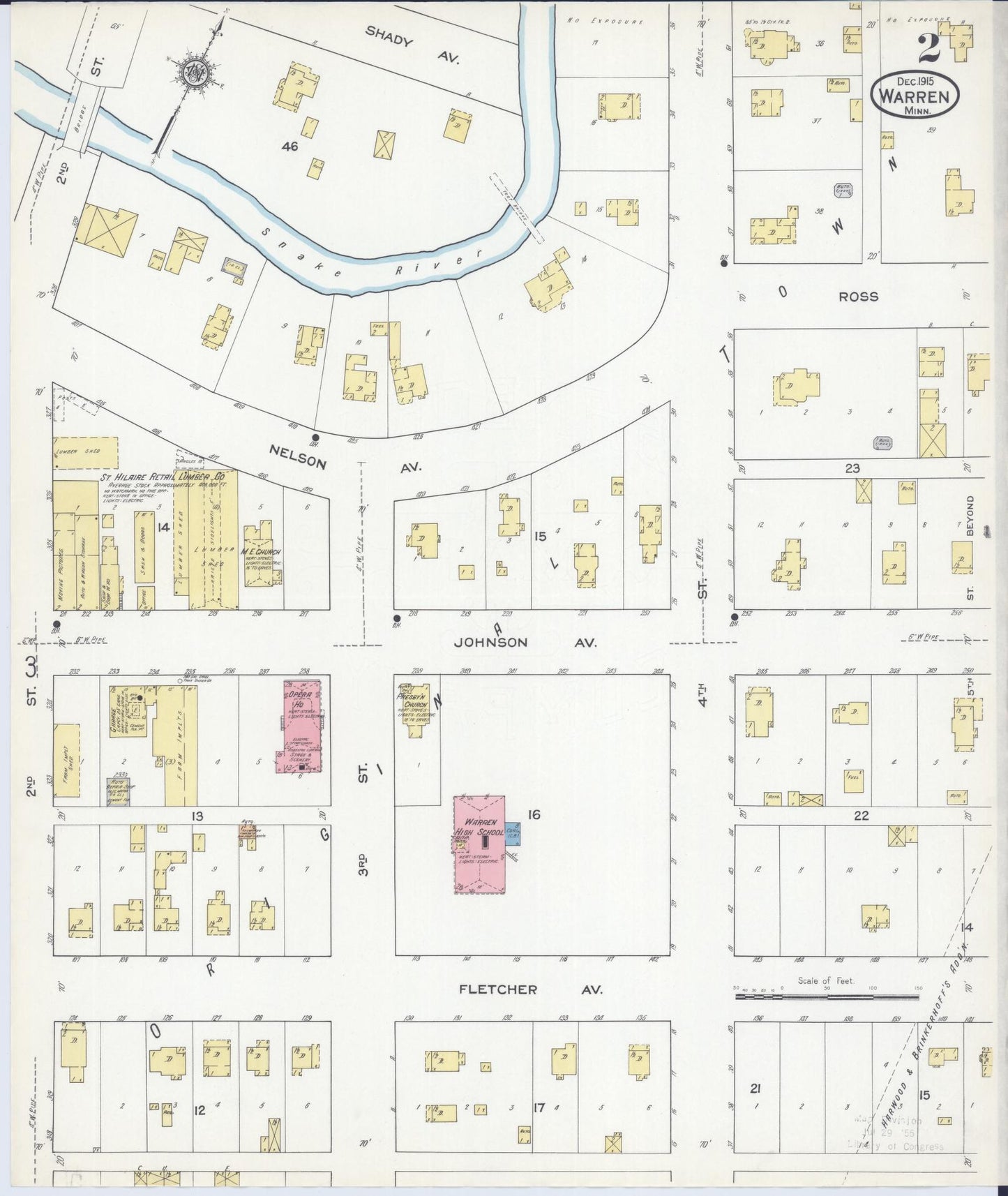 Sanborn Fire Insurance Map from Warren, Marshall County, Minnesota (1915), Sheet #0002 - Historic Sanborn Fire Insurance Map Print, vintage old map wall art, antique decor, genealogy gift, Minnesota Minnesota map
