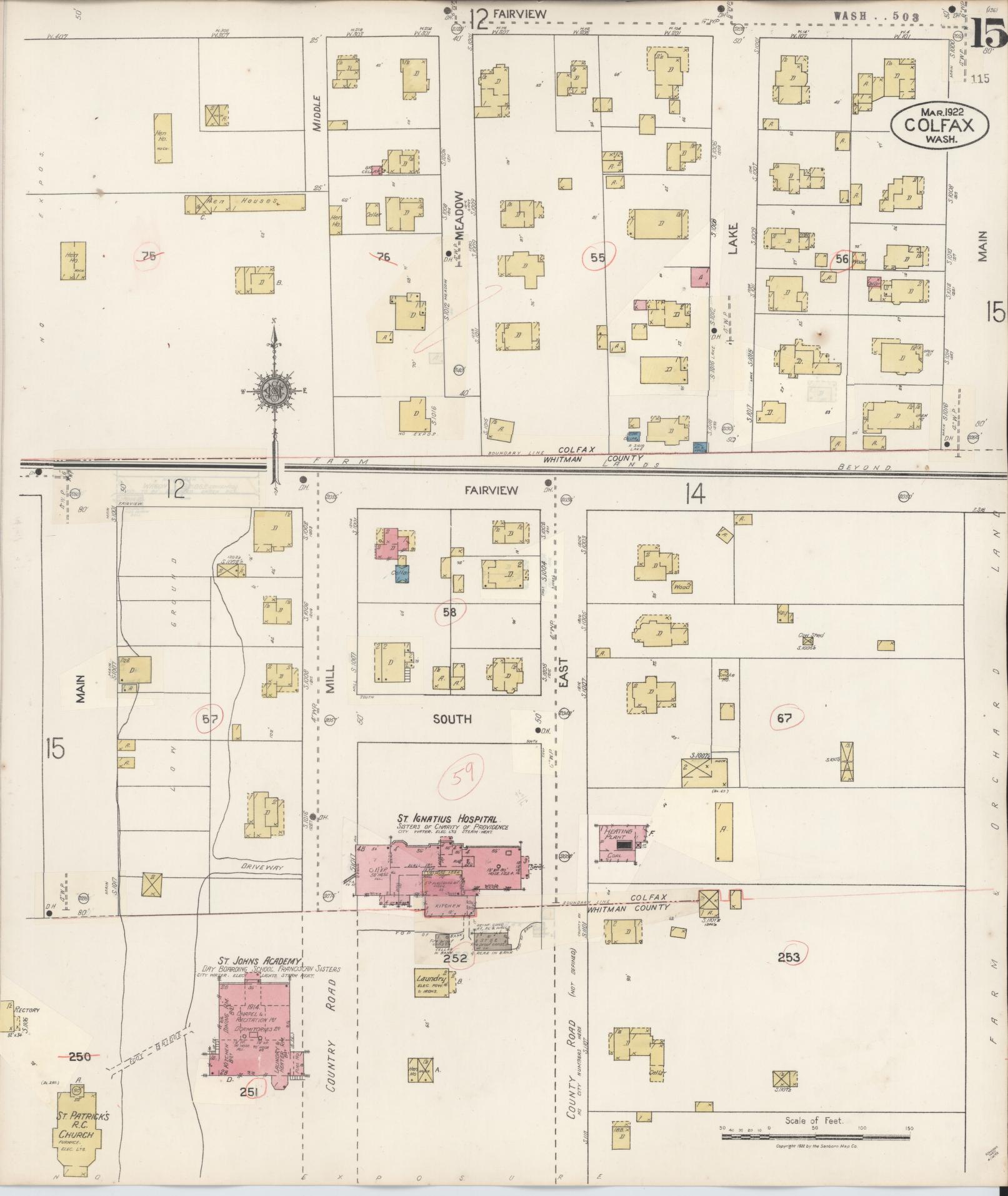 Sanborn Fire Insurance Map from Colfax, Whitman County, Washington (1939), Sheet #0015 - Historic Sanborn Fire Insurance Map Print, vintage old map wall art, antique decor, genealogy gift, Washington Washington map