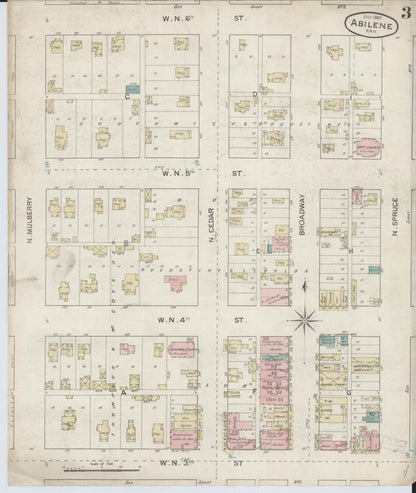 Sanborn Fire Insurance Map from Abilene, Dickinson County, Kansas (1887), Sheet #0003 - Complete Map Set gallery image, historic Sanborn map, vintage wall art, Kansas Kansas