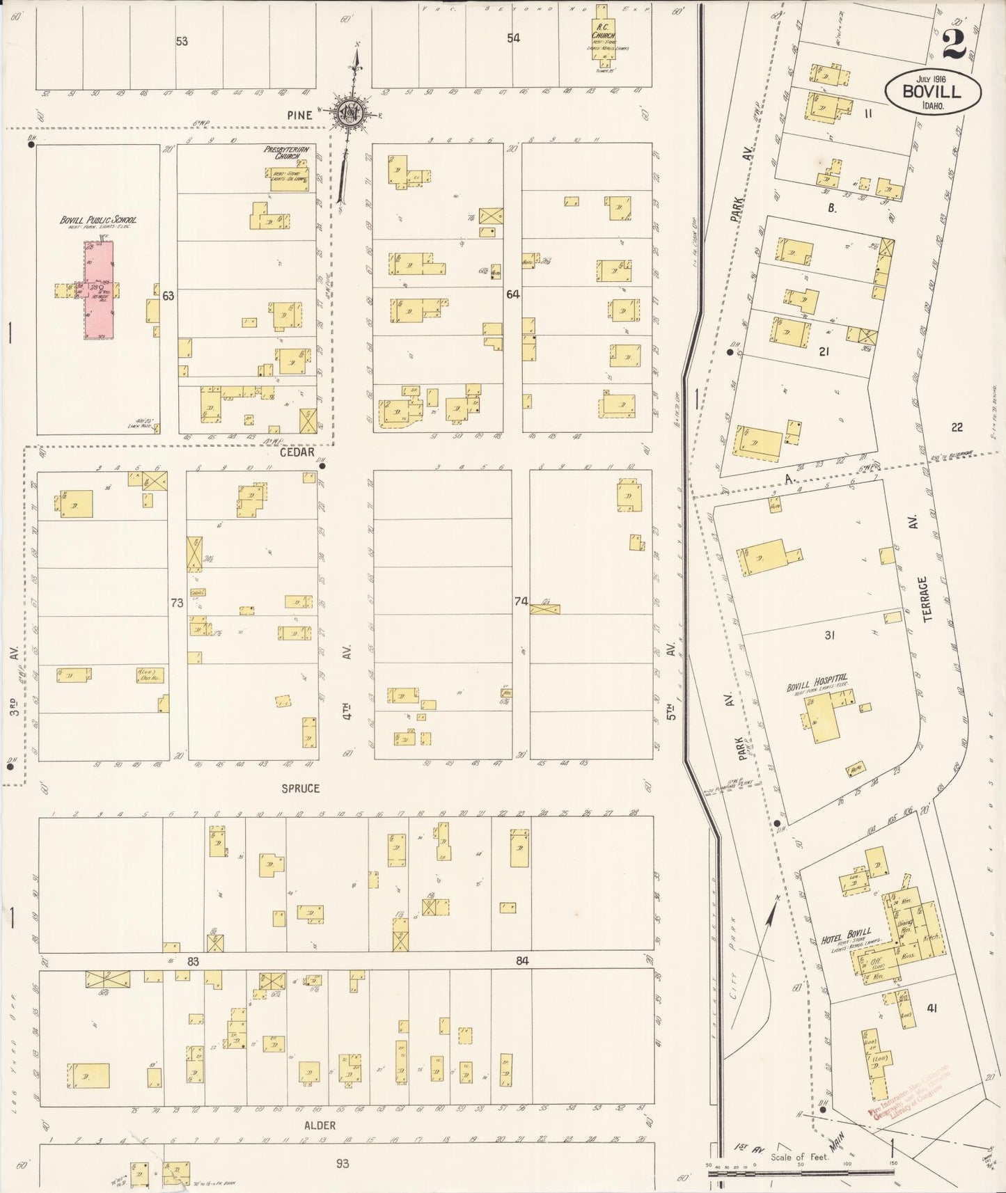 Sanborn Fire Insurance Map from Bovill, Latah County, Idaho (1916), Sheet #0002 - Complete Map Set gallery image, historic Sanborn map, vintage wall art, Idaho Idaho