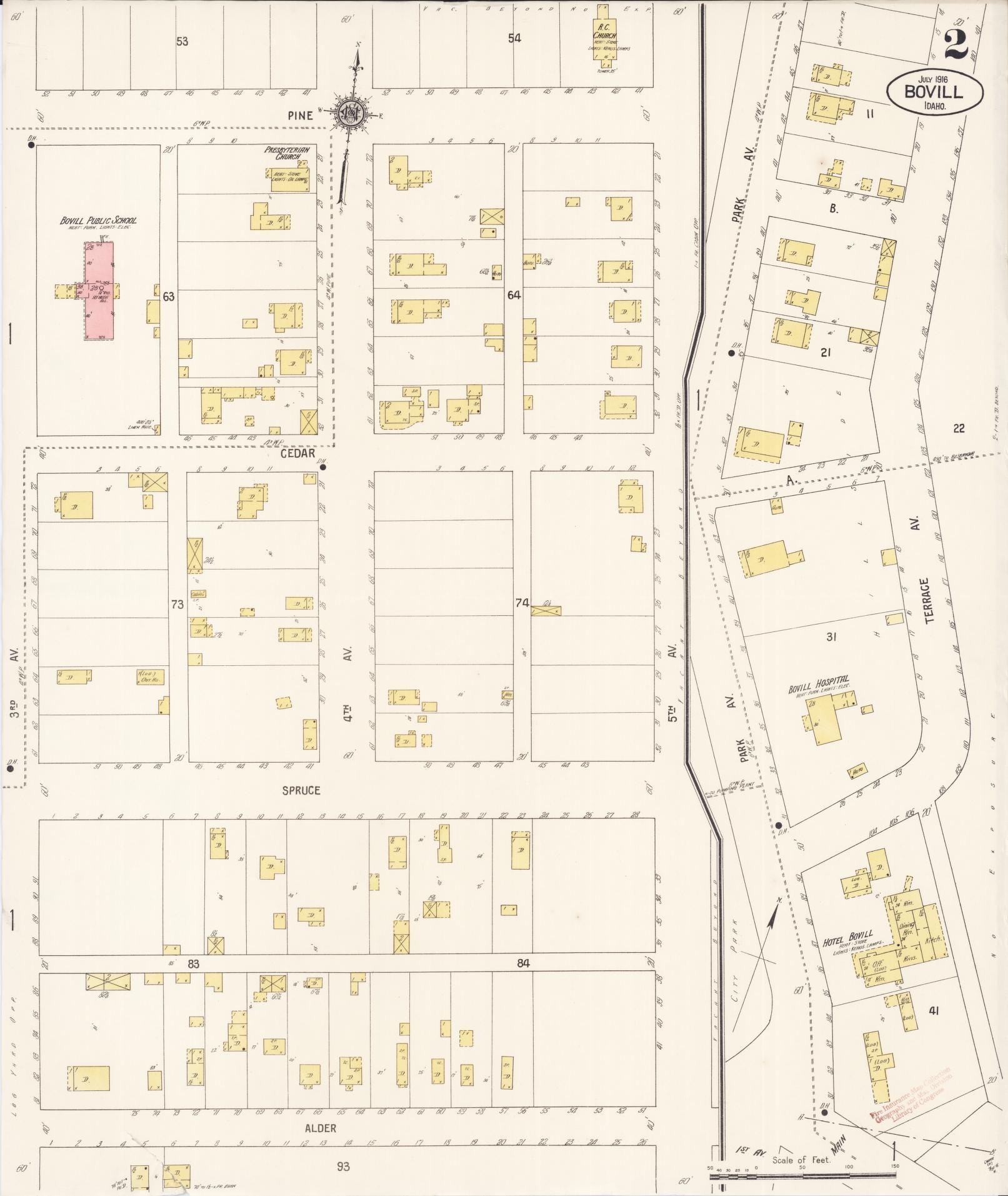Sanborn Fire Insurance Map from Bovill, Latah County, Idaho (1916), Sheet #0002 - Complete Map Set gallery image, historic Sanborn map, vintage wall art, Idaho Idaho