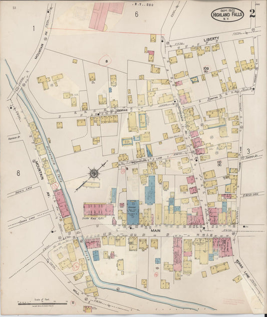 Sanborn Fire Insurance Map from Highland Falls, Orange County, New York (1937), Sheet #0002 - Historic Sanborn Fire Insurance Map Print, vintage old map wall art, antique decor, genealogy gift, New York New York map